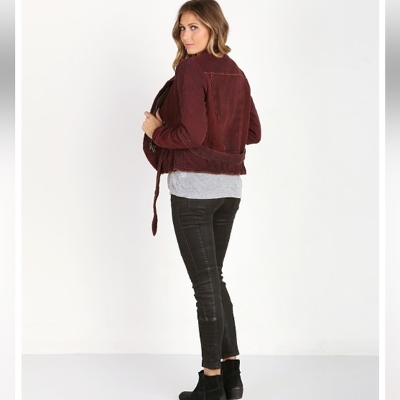 Free People Double Cloth Twill Wrap Jacket BlackBerry XS - Picture 2 of 16